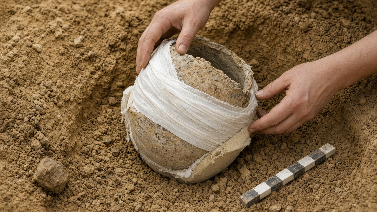 Fragile material packed for conservation
